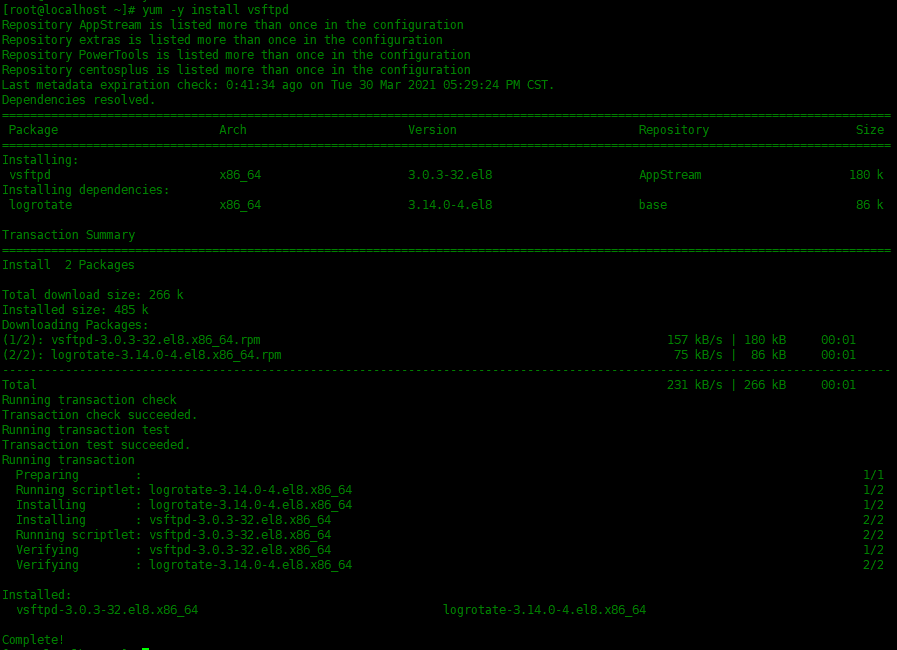Centos8中使用VSFTPD配置FTPsCentos8中使用VSFTPD配置FTPs