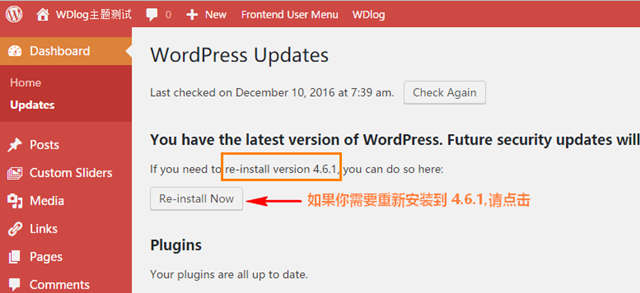 WordPress在线降级到旧版本的插件:WP Downgrade Re-install Now