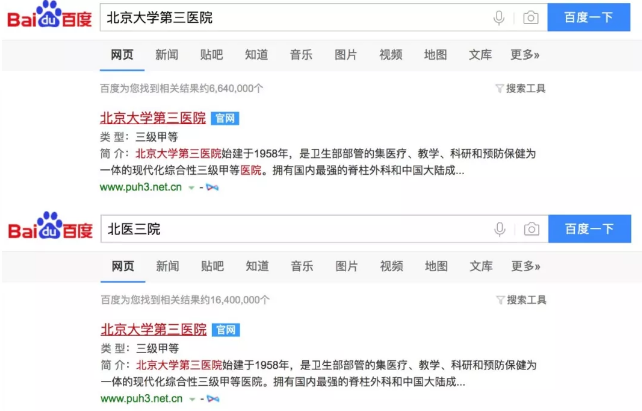 2018百度对医疗的态度,共同打击“仿冒”公立医院行为