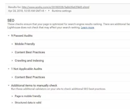 SEO审查结果展示